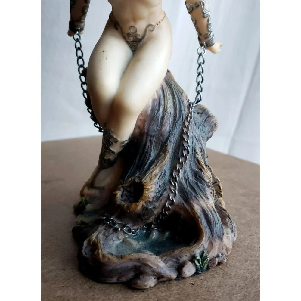 CAPTURED WINGED GUARDIAN ANGEL Statue Figurine Resin Gothic Fantasy Sculpture